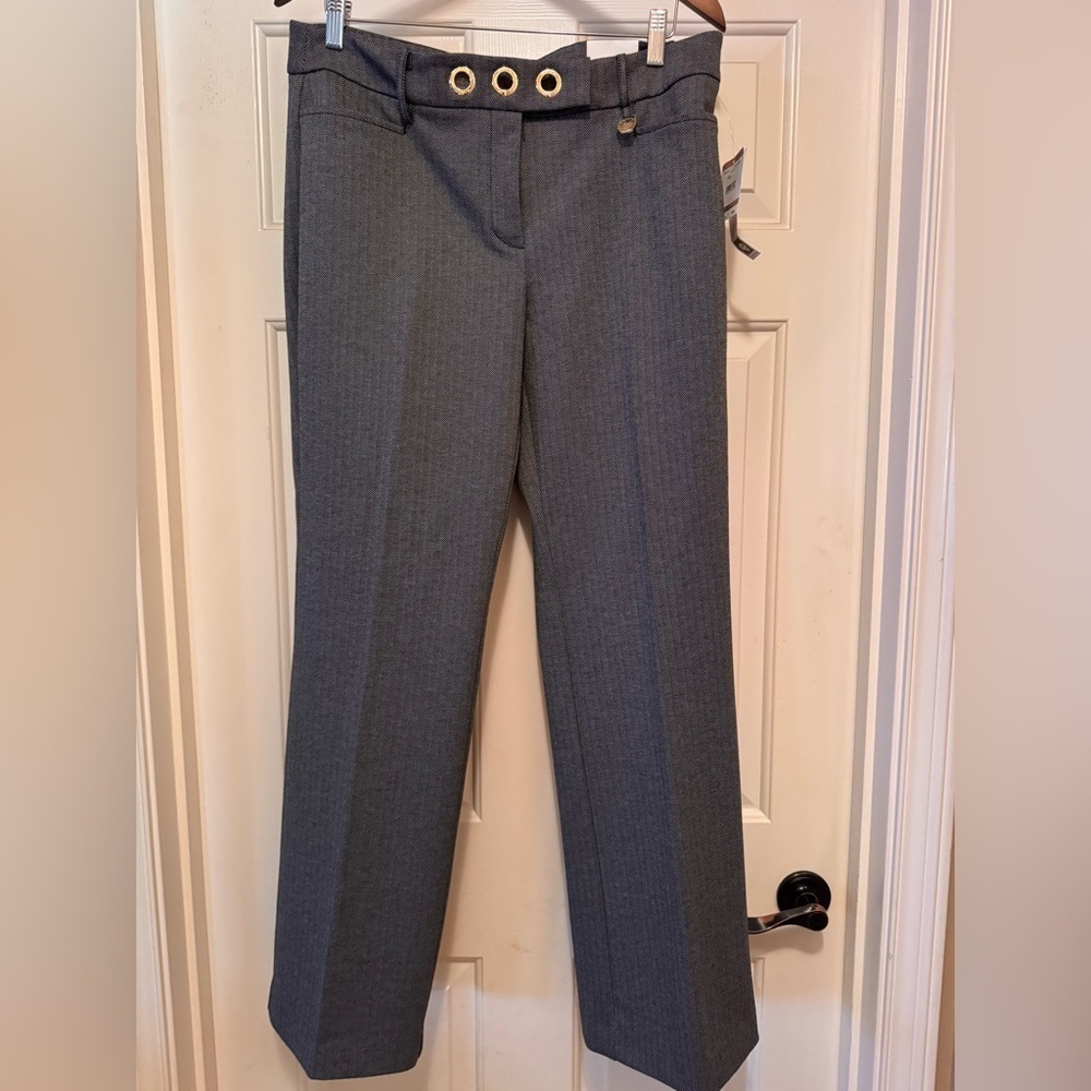 Anne Klein women’s white and black herringbone patterned Dress Trousers NWT - Picture 2 of 14
